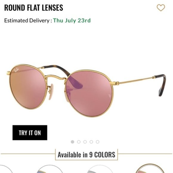 Ray Bans Round Flat Glasses with Pink Lenses